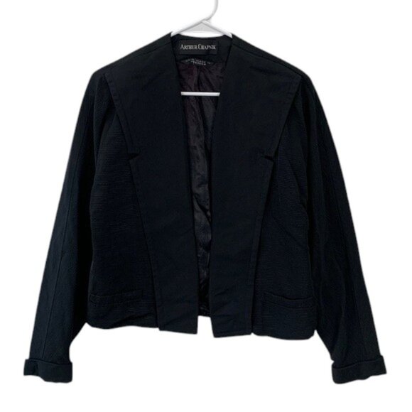 Arthur Chapnik Blazer Jacket Womens 8 Black Structured Workwear Classic Vintage - Picture 1 of 11